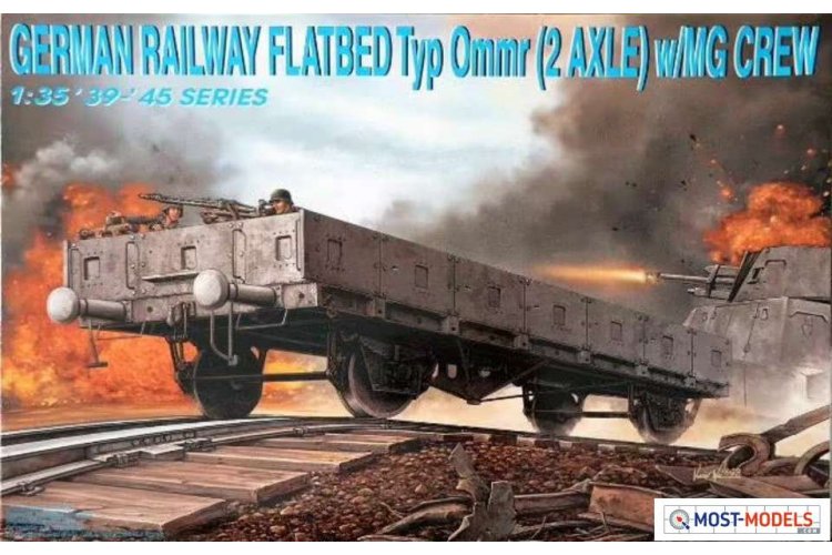 1:35 Dragon 6085 German Railway Flatbed Typ Ommr (2 Axle) w/MG Crew - Drg6085 00 1 - DRG6085