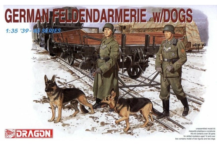 1:35 Dragon 6098 German Feldgendarmerie WWII - 2 Figures with 2 Dogs - Drg6098 1 - DRG6098