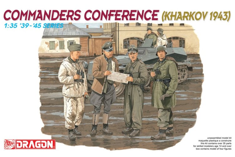 1:35 Dragon 6144 Commanders Conference &ndash; Kharkov 1943 with Kurt Meyer &ldquo;Panzermeyer&rdquo; &ndash; 5 Figures - Drg6144 1 - DRG6144