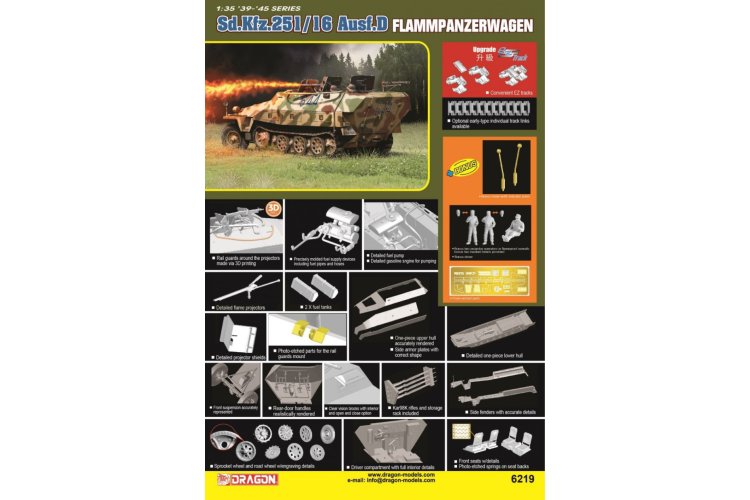 1:35 Dragon 6219 Sd.Kfz.251/16 Ausf.D Flammpanzerwagen WWII - Duits Vlammenwerper-Halfrupsvoertuig - Drg6219 2 - DRG6219