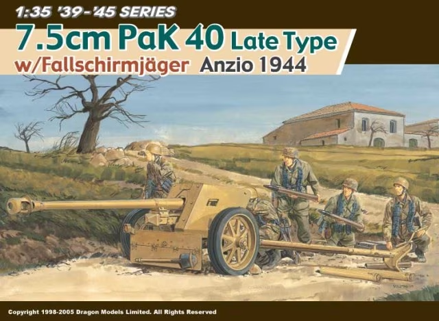 1:35 Dragon 6250 7.5cm PaK 40 Late Type - w/Fallschirmjaeger Anzio 1944 - Drg6250 - DRG6250