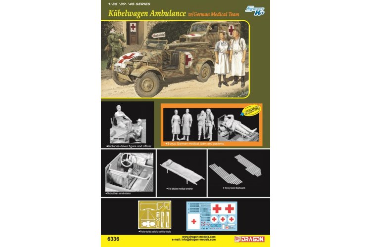 1:35 Dragon 6336 Volkswagen K&uuml;belwagen Ambulance with German Medical Team &ndash; Military Vehicle - Drg6336 1 - DRG6336
