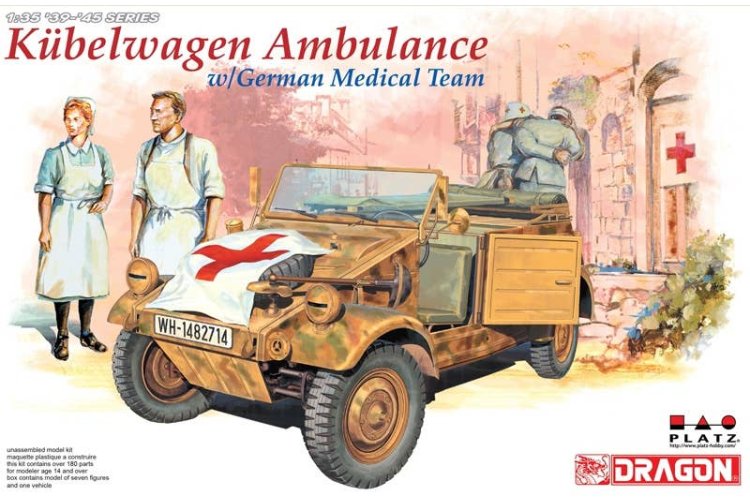 1:35 Dragon 6336 Volkswagen K&uuml;belwagen Ambulance with German Medical Team &ndash; Military Vehicle - Drg6336 1x - DRG6336