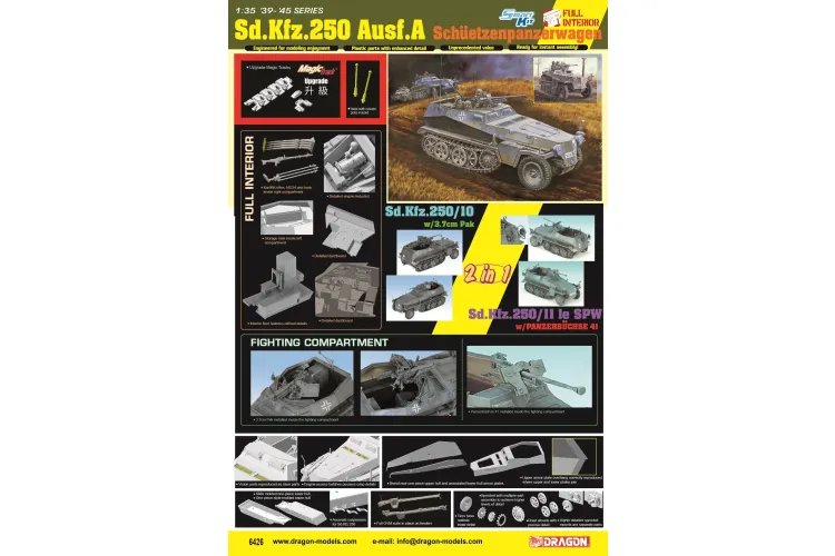 1:35 Dragon 6426 Sd.Kfz. 250 Ausf.A Sch&uuml;tzenpanzerwagen - 2 Bouwopties en Volledig Interieur - Drg6426 10 - DRG6426