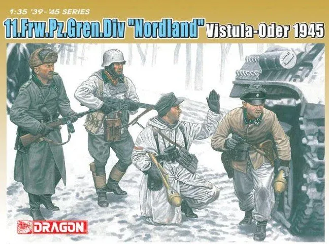 1:35 Dragon 6455 Duitse Soldaten WWII - 11e Vrijwillige Pantsergrenadiersdivisie "Nordland" Weichsel-Oder 1945 - 4 Figuren - Drg6455 1 - DRG6455
