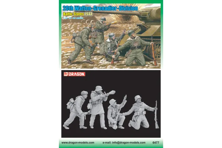 1:35 Dragon 6477 Duitse Soldaten WWII - 20e Waffen-Grenadiersdivisie -Baltische Staten 1944 - 4 Figuren - Drg6477 2 - DRG6477