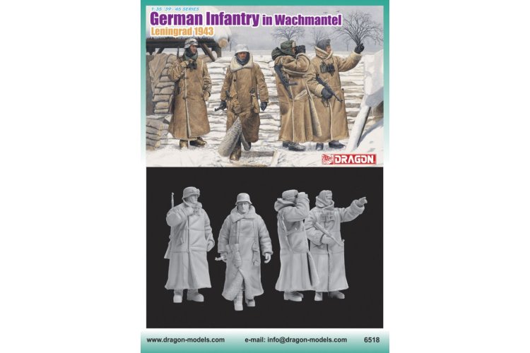 1:35 Dragon 6518 German Infantry in Greatcoats &ndash; Leningrad 1943 &ndash; 4 Figures - Drg6518 2 - DRG6518