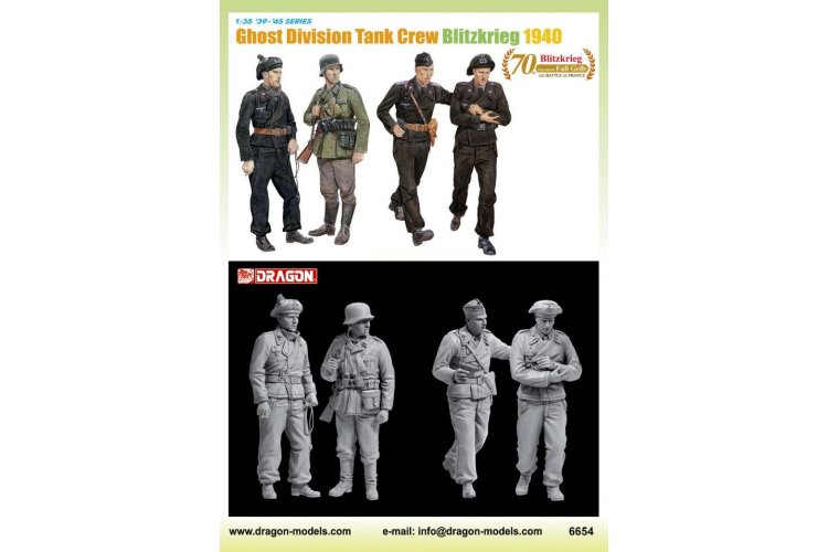 1:35 Dragon 6654 Tankbemanning van de Geestdivisie - Blitzkrieg 1940 - Duitse Soldaten WWII - 4 Figuren - Drg6654 2 - DRG6654