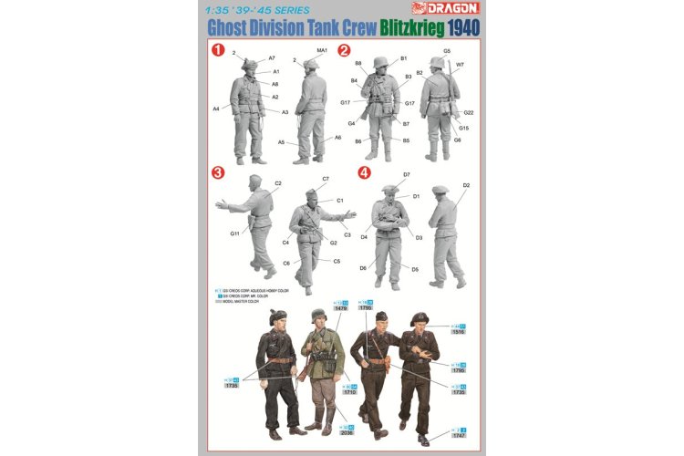 1:35 Dragon 6654 Tankbemanning van de Geestdivisie - Blitzkrieg 1940 - Duitse Soldaten WWII - 4 Figuren - Drg6654 3 - DRG6654