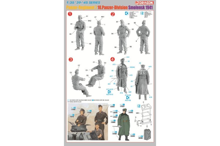 1:35 Dragon 6655 Panzer-Regiment 7, 10. Panzer-Division - Smolensk 1941 met Heinz Guderian - 3 Figuren - Drg6655 3 - DRG6655