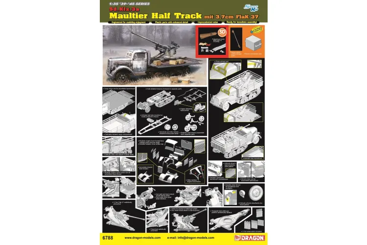 1:35 Dragon 6788 Sd.Kfz.3a Maultier Half Track with 3.7cm Flak 37 - Drg6788 10 - DRG6788