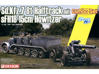 1:35 Dragon 6918 Sd.Kfz. 7 8-ton Halftrack with sFH18 15cm Howitzer WWII &ndash; Combo Set &ndash; German Military Vehicle - Drg6918 1 - DRG6918