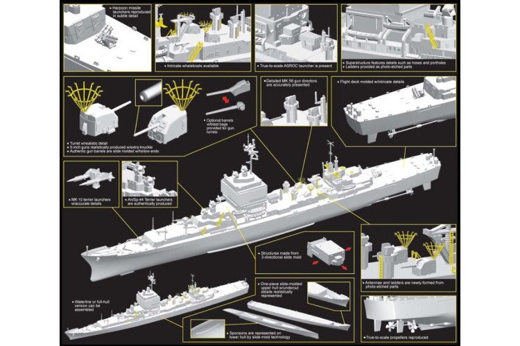 1:700 Dragon 7135 U.S.S. Long Beach CGN 9 - 1980 - Battleship - Drg7135 4 - DRG7135