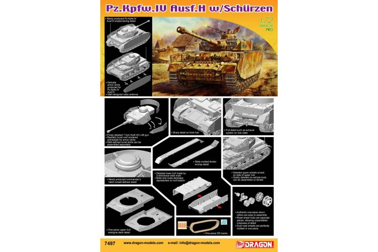 1:72 Dragon 7497 Panzerkampfwagen IV - Pz.Kpfw. IV Ausf. H w/Sch&uuml;rzen - Drg7497 10 - DRG7497