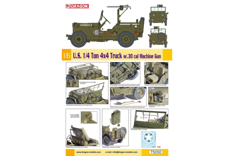 1:6 Dragon 75050 U.S. 1/4 Ton 4x4 Truck w/.30 cal Machine Gun - Drg75050 2 - DRG75050