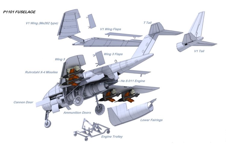 1:32 Das Werk 32002 Messerschmitt P.1101 - Experimenteel Duits Jachtvliegtuig - Straaljager - Dw32002 2 - DW32002