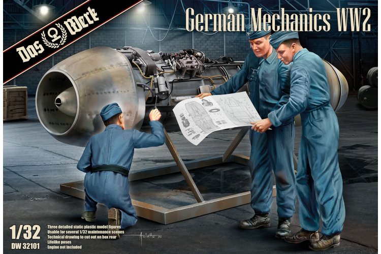 1:32 Das Werk 32101 German Mechanics WWII &ndash; 3 Figures - Dw32101 1 - DW32101