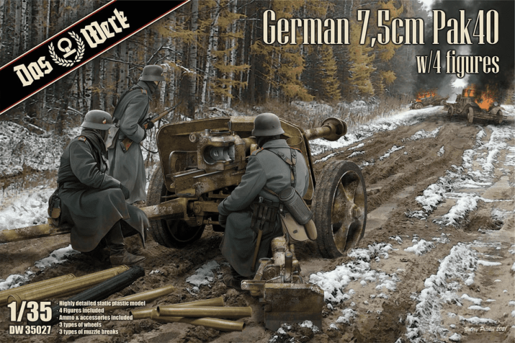 1:35 Das Werk 35027 German 7,5cm Pak40 w/4 figures - Dw35027 das werk pak 1 - DW35027