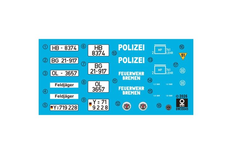 1:35 Das Werk 35045 Volkswagen Kurierwagen 181 Bluelight Version - German Emergency Service Vehicle - Dw35045 2 - DW35045