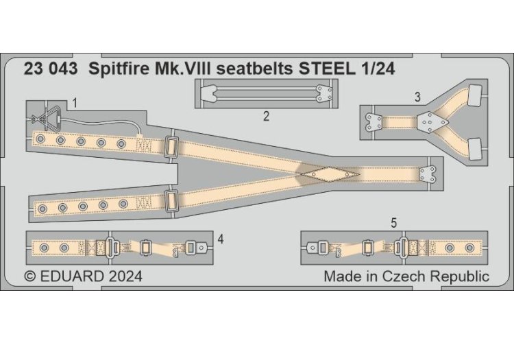 1:24 Eduard 23043 Spitfire Mk.VIII Veiligheidsgordels STAAL - Airfix - Edu23043 xs - EDU23043-XS