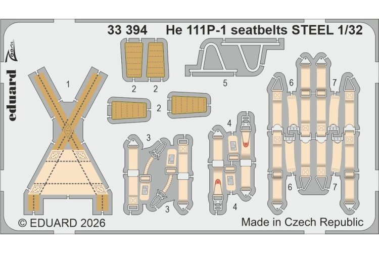 1:32 Eduard 33394 Zoom Set - Steel Seatbelts for Heinkel He 111 P-1 - Revell - Edu33394 xs 1 - EDU33394-XS