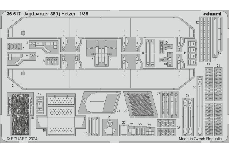 1:35 Eduard 36517 Photo-Etch Accessories for Jagdpanzer 38(t) - Takom - Edu36517 xs 1 - EDU36517-XS