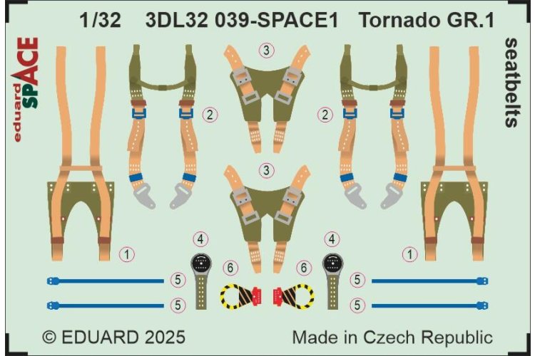 1:32 Eduard 3DL32039 Space &ndash; Seatbelts for Tornado GR.1 &ndash; Italeri - Edu3dl32039 xs 1 - EDU3DL32039-XS