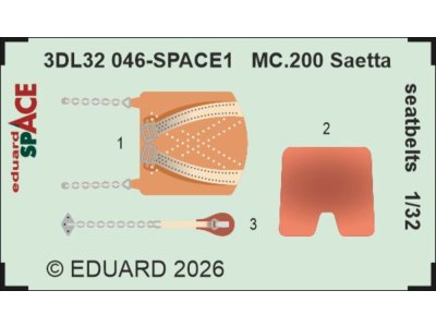 1:32 Eduard 3DL32046 Space - Veiligheidsgordels voor MC.200 Saetta - Italeri - Edu3dl32046 xs 1 - EDU3DL32046-XS