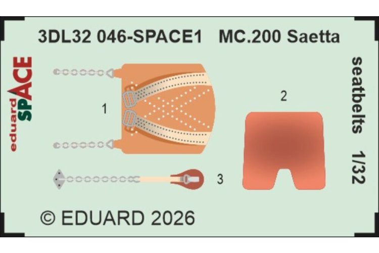 1:32 Eduard 3DL32046 Space - Veiligheidsgordels voor MC.200 Saetta - Italeri - Edu3dl32046 xs 1 - EDU3DL32046-XS