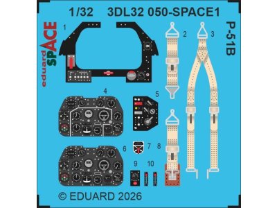 1:32 Eduard 3DL32050 SPACE - Accessories Set for North American P-51B - Eduard - Edu3dl32050 xs 1 - EDU3DL32050-XS