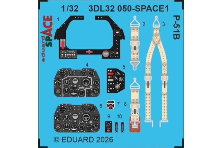 1:32 Eduard 3DL32050 SPACE - Accessories Set for North American P-51B - Eduard - Edu3dl32050 xs 1 - EDU3DL32050-XS