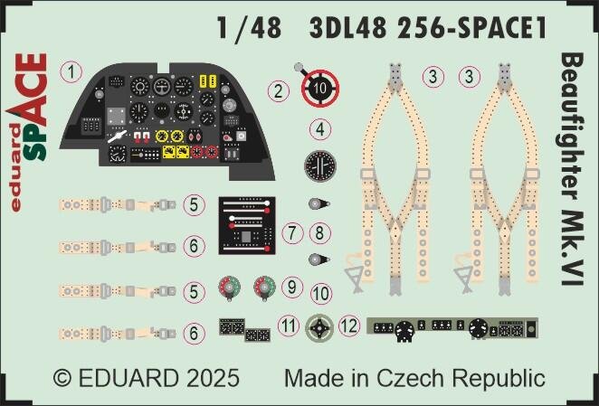 1:48 Eduard 3DL48256 Space - Decals Set voor Beaufighter Mk.VI - Revell - Edu3dl48256 xs 1 - EDU3DL48256-XS