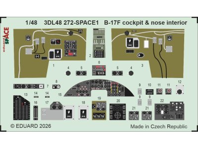 1:48 Eduard 3DL48272 Cockpit en Neus Interieur 3D Decals voor Boeing B-17F - Revell - Edu3dl48272 xs 1 - EDU3DL48272-XS