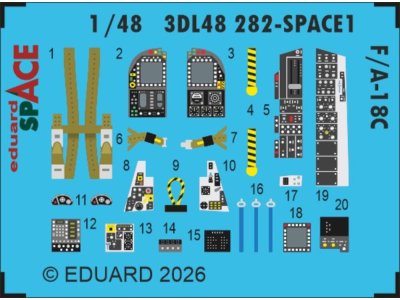 1:48 Eduard 3DL48282 Space - Accessoires Set voor McDonnell Douglas F/A-18C Hornet - Kinetic - Edu3dl48282 xs 1 - EDU3DL48282-XS