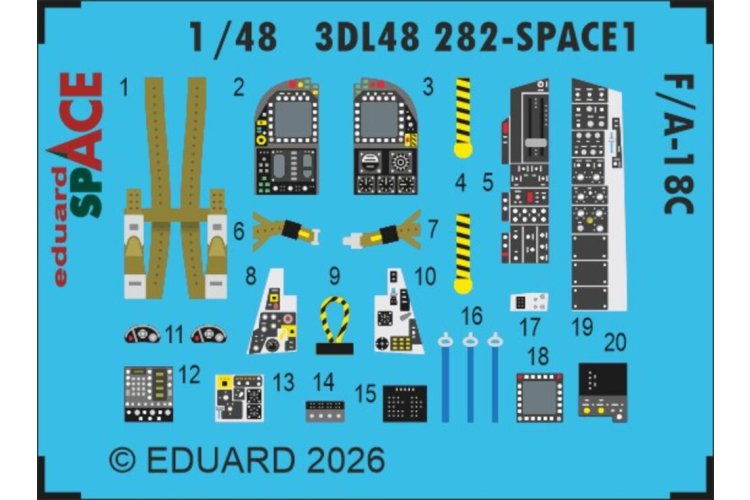1:48 Eduard 3DL48282 Space - Accessoires Set voor McDonnell Douglas F/A-18C Hornet - Kinetic - Edu3dl48282 xs 1 - EDU3DL48282-XS