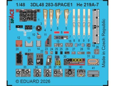 1:48 Eduard 3DL48283 Space - Accessoires Set voor Heinkel He 219 A-7 - Tamiya - Edu3dl48283 xs 1 - EDU3DL48283-XS