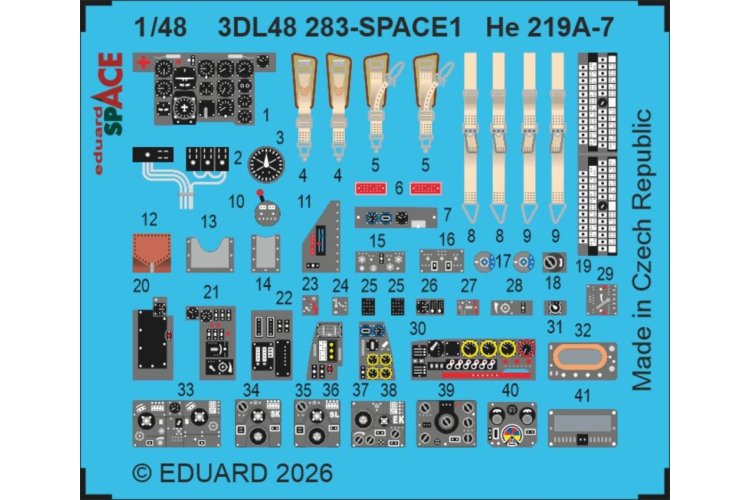 1:48 Eduard 3DL48283 Space - Accessoires Set voor Heinkel He 219 A-7 - Tamiya - Edu3dl48283 xs 1 - EDU3DL48283-XS