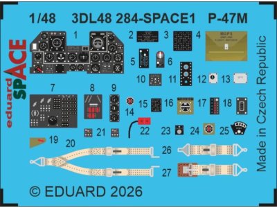 1:48 Eduard 3DL48284 Space - Accessoires Set voor Republic P-47M Thunderbolt - Tamiya - Edu3dl48284 xs 1 - EDU3DL48284-XS