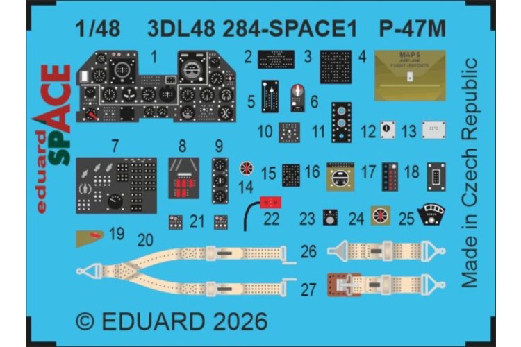 1:48 Eduard 3DL48284 Space &ndash; Accessories Set for Republic P-47M Thunderbolt &ndash; Tamiya - Edu3dl48284 xs 1 - EDU3DL48284-XS