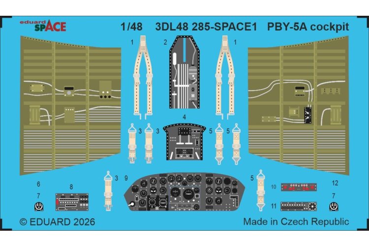1:48 Eduard 3DL48285 Space &ndash; Cockpit Accessories Set for Consolidated PBY-5A Catalina &ndash; Eduard and Revell - Edu3dl48285 xs 1 - EDU3DL48285-XS