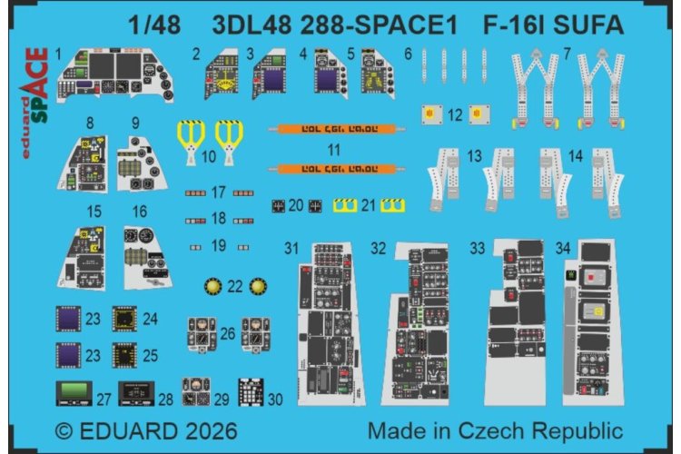 1:48 Eduard 3DL48288 Space - Accessoires Set voor Lockheed Martin F-16I Sufa - Kinetic - Edu3dl48288 xs 1 - EDU3DL48288-XS