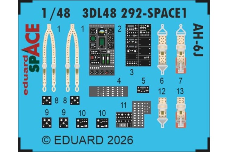 1:48 Eduard 3DL48292 Space - Detail Set for Hughes AH-6 J - ICM - Edu3dl48292 xs 1 - EDU3DL48292-XS