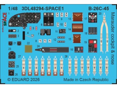 1:48 Eduard 3DL48294 Space - Cockpit and Nose for Martin B-26C-45 Marauder - ICM - Edu3dl48294 xs 1 - EDU3DL48294-XS