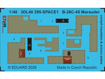 1:48 Eduard 3DL48295 Space - Cockpit Insulation and Armour Plates for Martin B-26C-45 Marauder - ICM - Edu3dl48295 xs 1 - EDU3DL48295-XS
