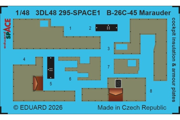 1:48 Eduard 3DL48295 Space - Cockpit Insulation and Armour Plates for Martin B-26C-45 Marauder - ICM - Edu3dl48295 xs 1 - EDU3DL48295-XS