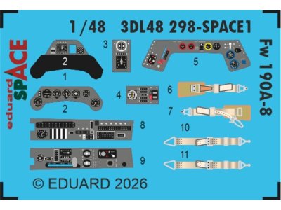 1:48 Eduard 3DL48298 Space - Detail Set for Focke-Wulf Fw 190 A-8 - HobbyBoss - Edu3dl48298 xs 1 - EDU3DL48298-XS