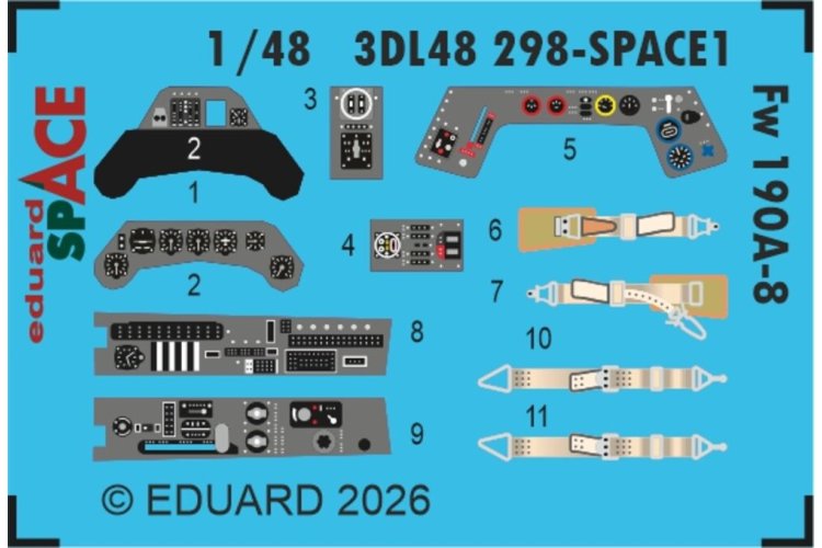 1:48 Eduard 3DL48298 Space - Detail Set for Focke-Wulf Fw 190 A-8 - HobbyBoss - Edu3dl48298 xs 1 - EDU3DL48298-XS