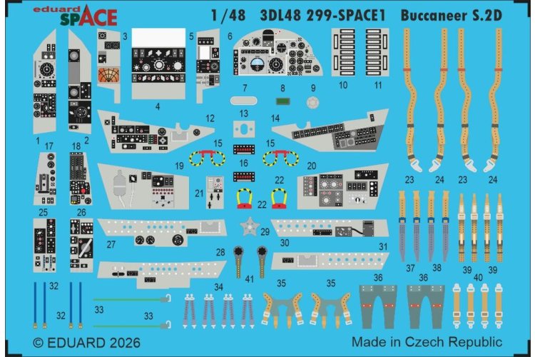 1:48 Eduard 3DL48299 Space - Detail Set for Blackburn Buccaneer S.2D - Trumpeter - Edu3dl48299 xs 1 - EDU3DL48299-XS