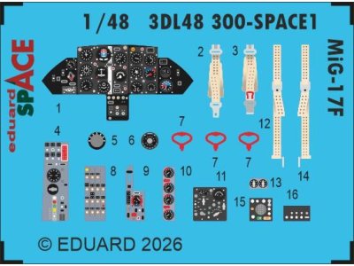 1:48 Eduard 3DL48300 SPACE - Accessories Set for Mikoyan-Gurevich MiG-17F - Kinetic - Edu3dl48300 xs 1 - EDU3DL48300-XS