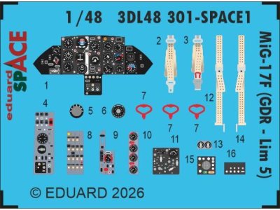 1:48 Eduard 3DL48301 SPACE - Accessories Set for Mikoyan-Gurevich MiG-17F (GDR Lim-5) - Kinetic - Edu3dl48301 xs 1 - EDU3DL48301-XS